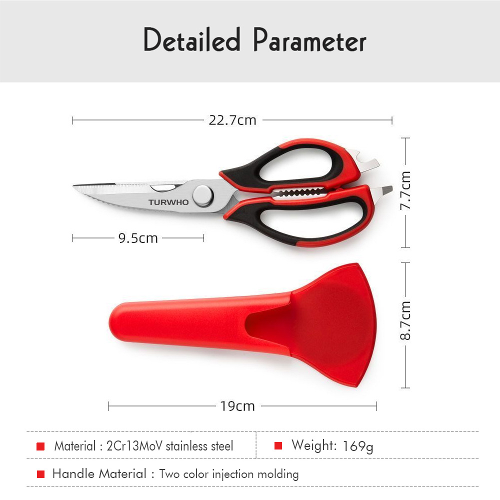 TURWHO Kitchen Shears Heavy Duty Kitchen Scissors with Holder for Meat/Vegetables/BBQ/Herbs Kitchen Accessories Cooking Tools