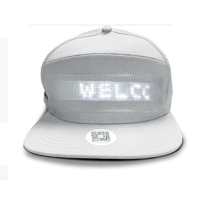 Sombrero LED que brilla con aplicación para teléfono móvil, se desplaza de forma inalámbrica, Bluetooth, pantalla Flexible, gorra LED, pantalla de mensajes: white