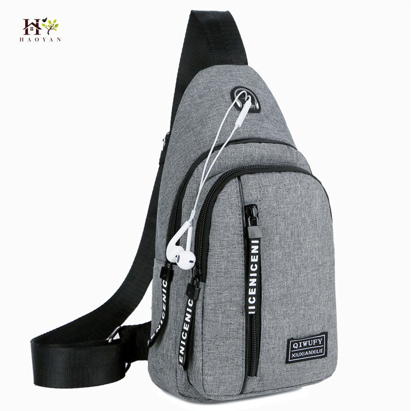 Brystveske herre messenger bag canvas skulder bag hodetelefon hull messenger bag skole kort reiseveske