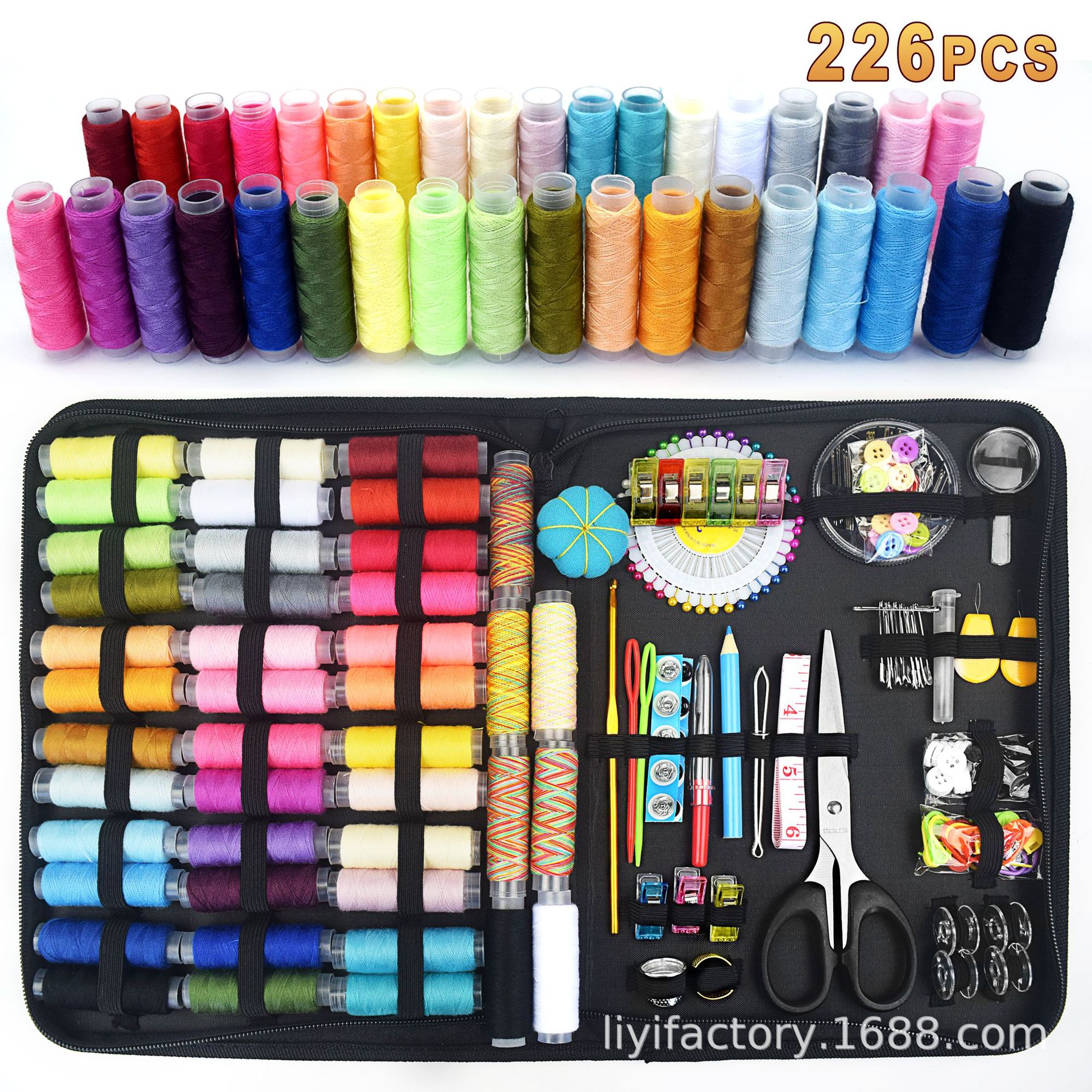 Caja de costura multifunción, Kit de viaje de 68-230 piezas, bolsa de almacenamiento de hilo de aguja de puntada, tela artesanal, de Navidad para mamá: Multicolor