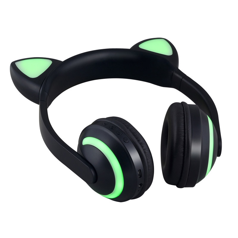 Kat Oor Zeven-kleur Verlichte Stereo Headset Bluetooth Oortelefoon Sport Gaming Draadloze Hoofdtelefoon Fone De Ouvido Sem Fio