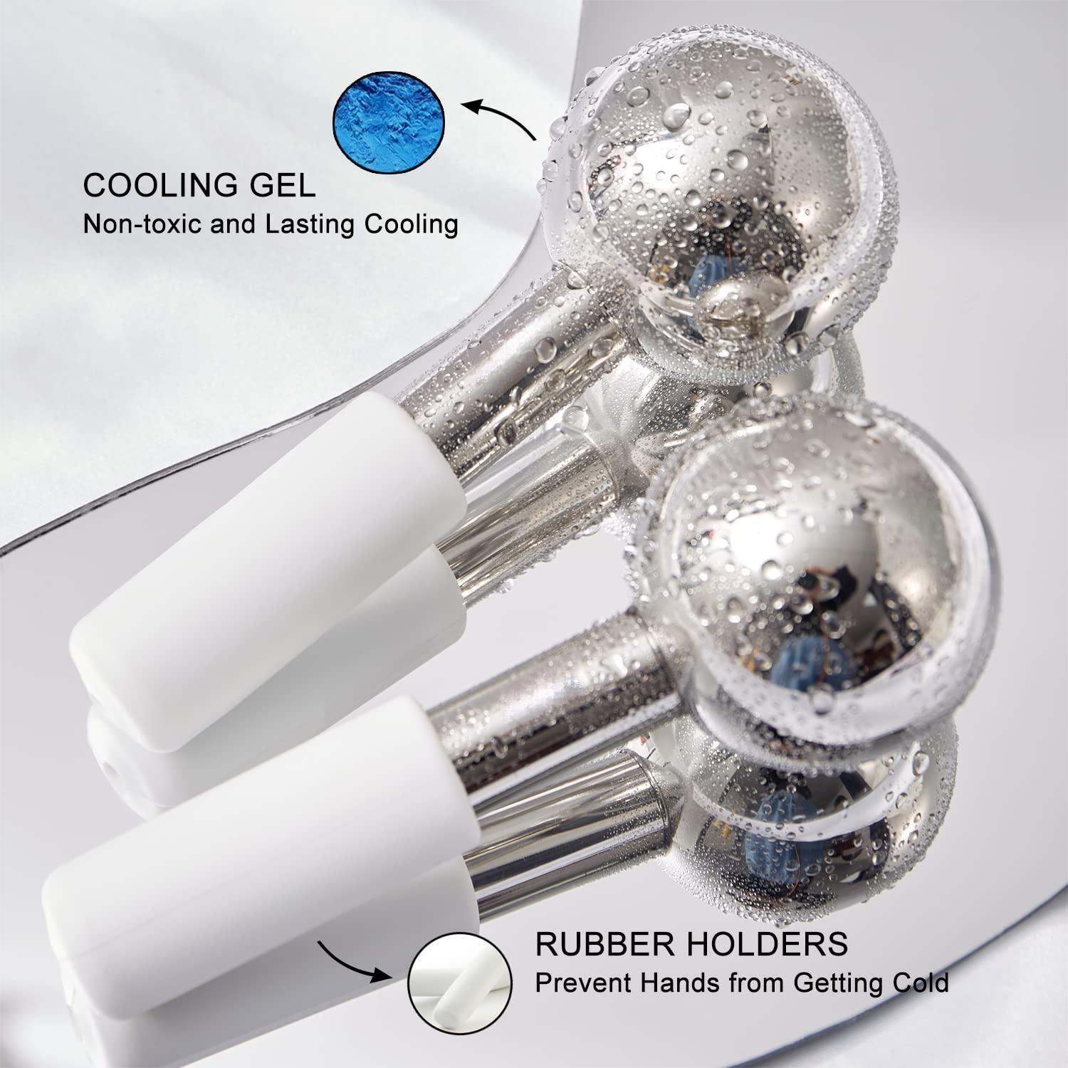 Mini globos de hielo de acero inoxidable, palos criogénicos para cara, ojos, rodillo frío, globo de enfriamiento para hinchazón, arrugas, círculo oscuro, 2 uds.