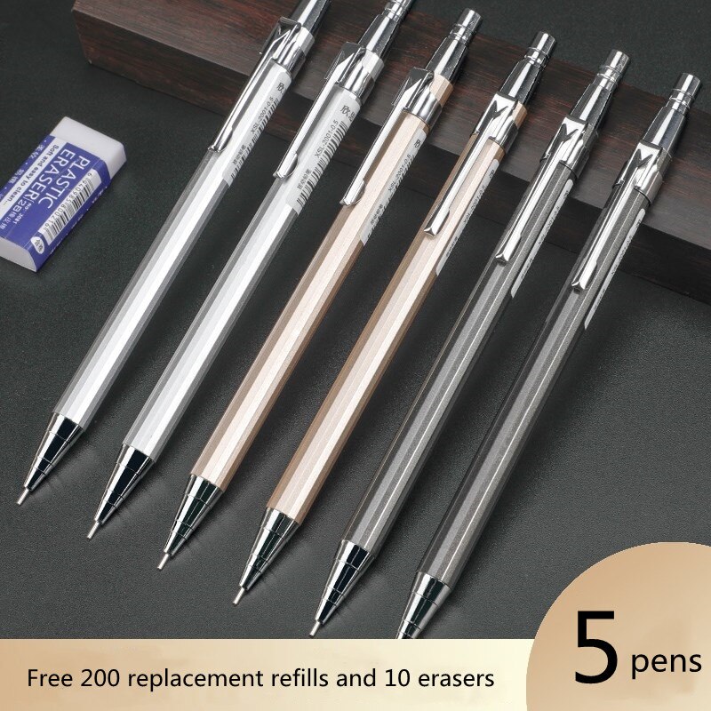 0.5/0.7MM Mechanical Pencil Set Mechanical Pencil Metal Pencil Push mechanical pencil 0.5 school supplies pencils mechanical