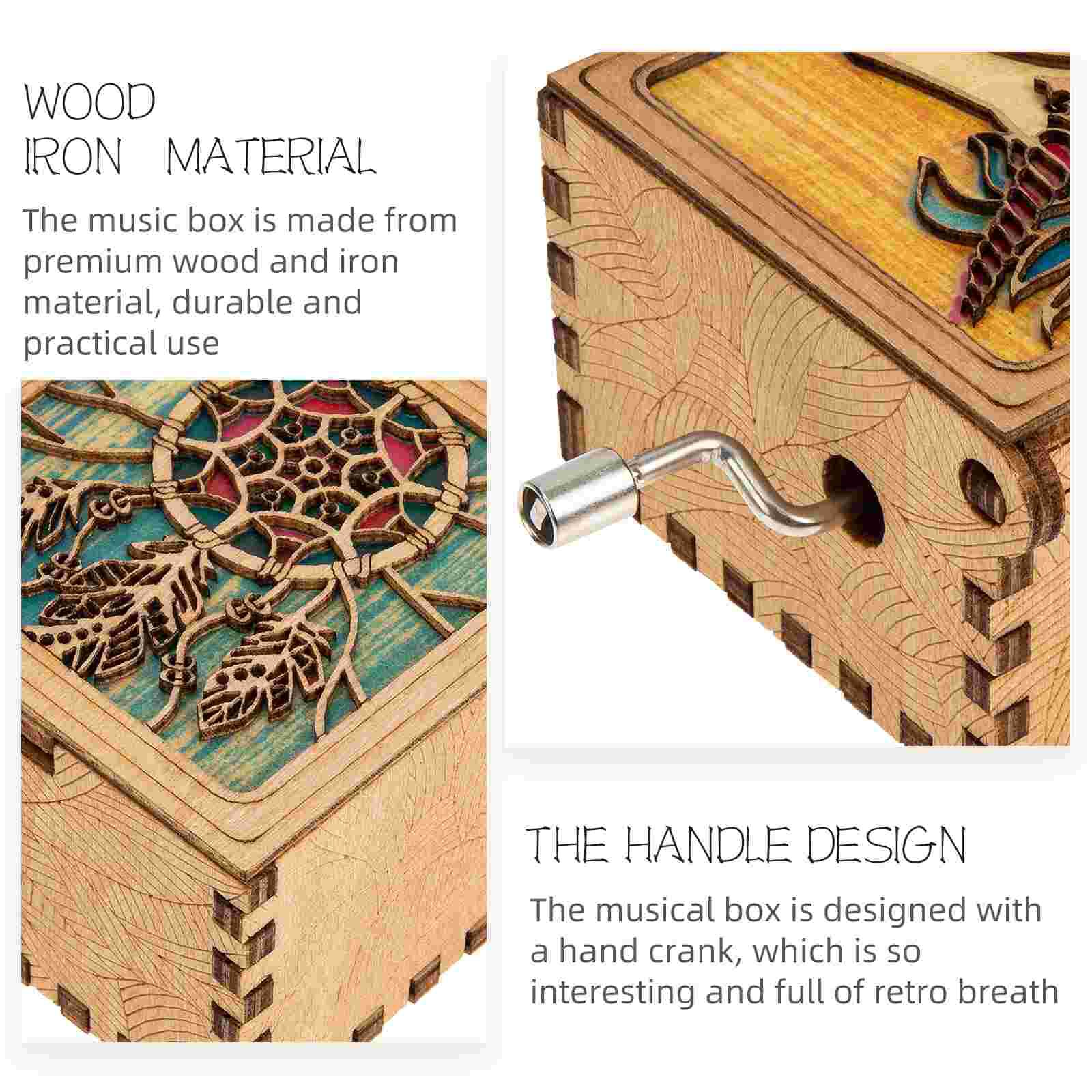 Caja Musical artesanal de madera, caja Musical Vintage, manivela creativa,