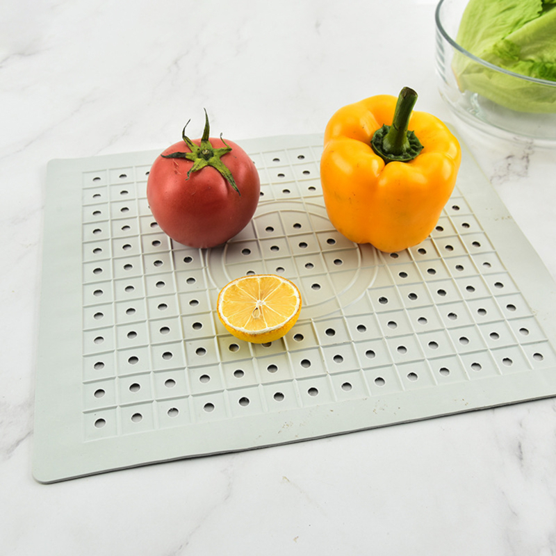 Snelle afvoer keukentafel antislip zachte rubberen gootsteenmat drogen gerechten warmte-isolatie beschermer multifunctionele badkamer thuis