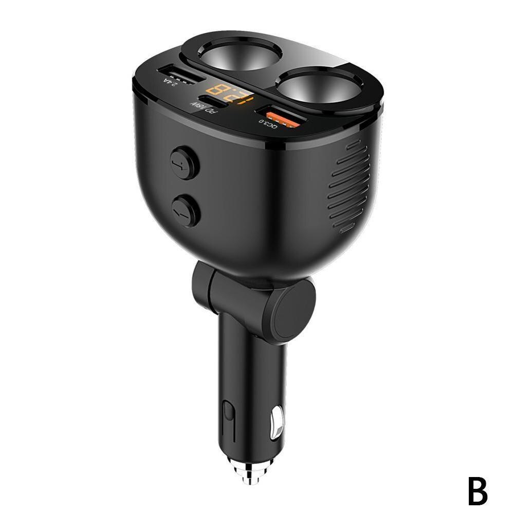 Autolader 2 -weg auto sigarettenaansteker splitter dubbele usb + type -c 12v stroomadapter 5 in 1 snelladen  qc3.0 laders: C06 snelladen