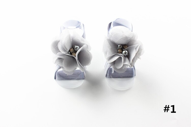 Baby Lace Foot Flower Barefoot Shoes Decorated Toddler Infant Socks Summer Style Sweet Accessories For Girl Photo Props: gray