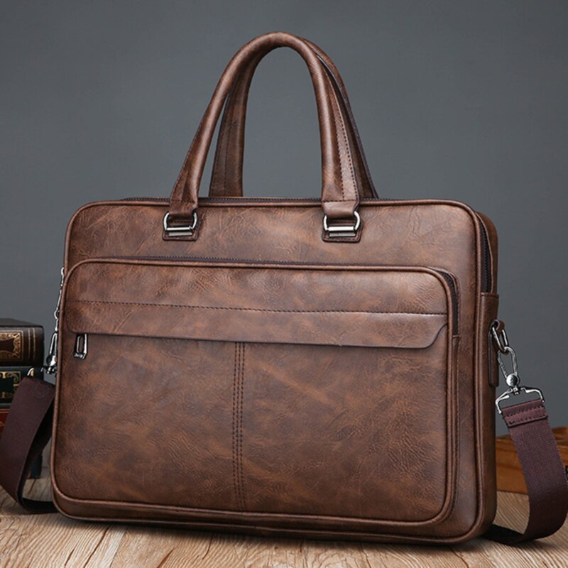 Bolso maletín de hombre de de negocios famosa de cuero bolsas de mensajero de hombro bolso de oficina portátil