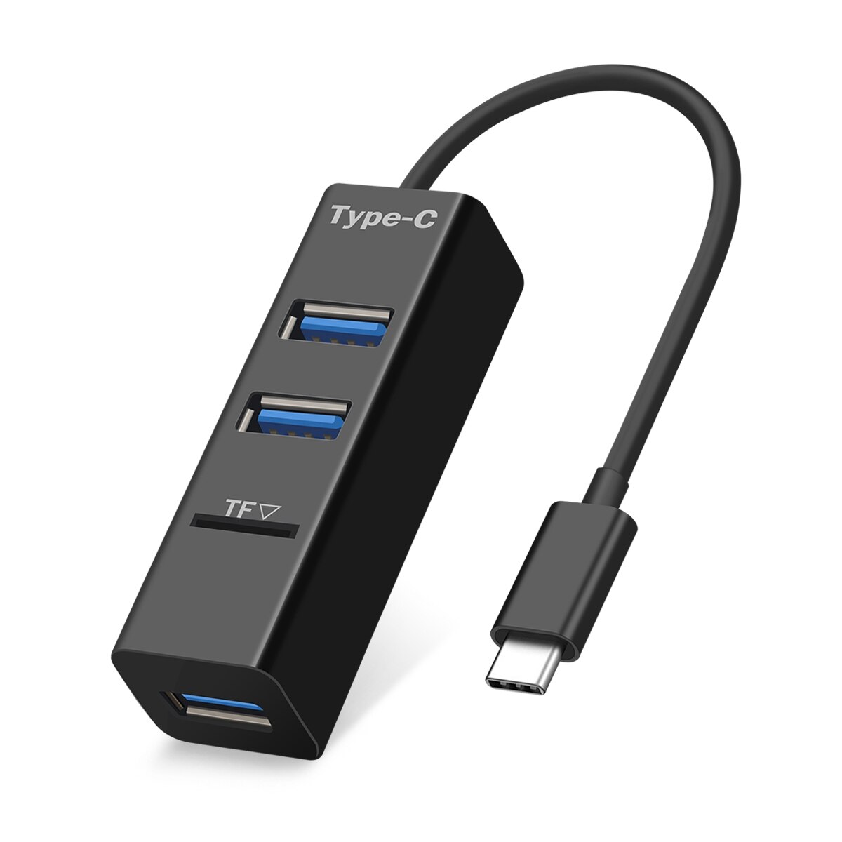 Usb type c hub  to 3 porter usb splitter med tf kortleser for macbook pro imac pc laptop bærbare tilbehør usb-c hub: Svart