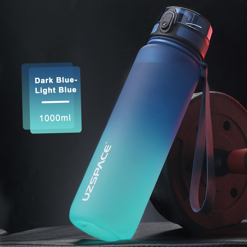 UZSPACE Water Bottle BPA Free Plastic Water Bottle with Carabiner Leakproof Sports Bottle for Gym Fitness 32Oz/1000ml: Dark Khaki