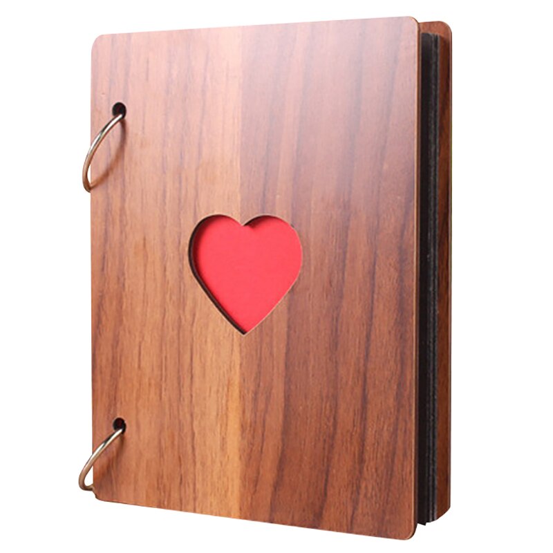 6-inch love wooden album collector's edition retro handmade album youth graduation photo commemorative album: Wood color