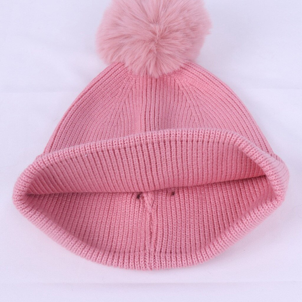 Kvinder vinterhatte hatte strikket faux pels beanies cap afslappede hætter til udendørs uld hemming hat med hår kugle femme