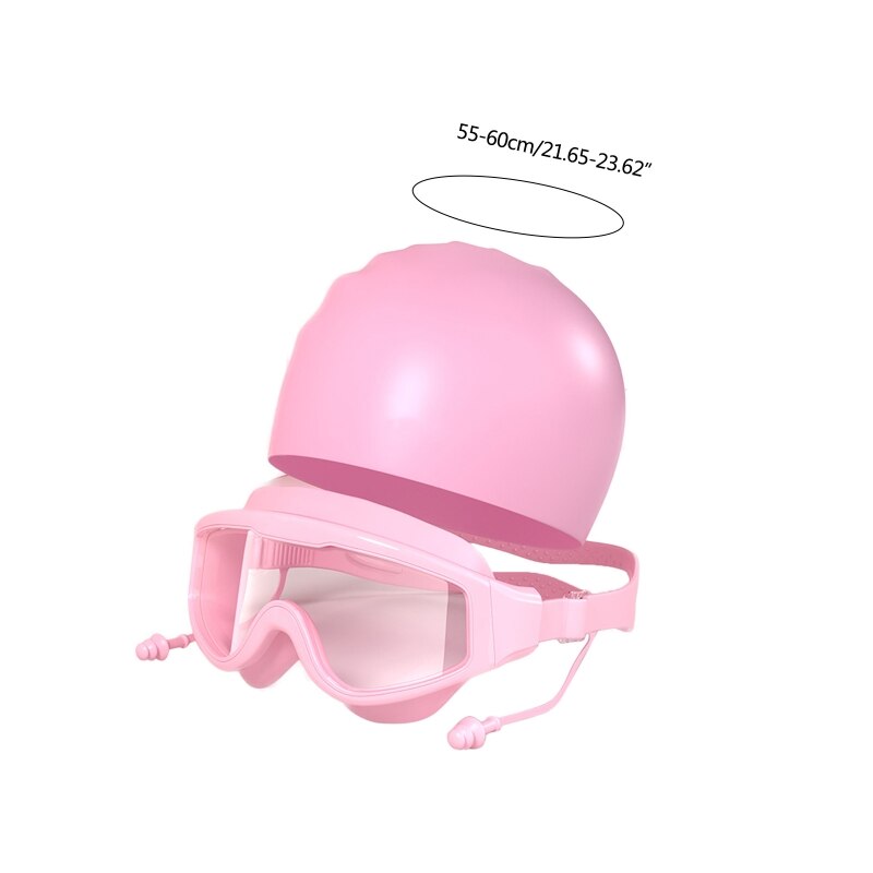 A9LD Pak Van Kinderen Zwemmen Caps Zwemmen Bril Siliconen Zwemmen Caps Voor Kinderen Tieners Lange Krullend Haar Vlechten Waterdicht Zwemmen hoed
