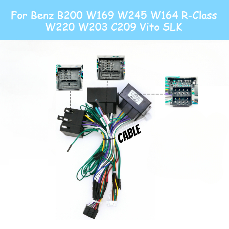 CANbus Box Adapter Decoder Voor Benz B200 W169 W245 W164 R-Klasse W220 W203 C209 Vito SLK Met 16Pin Power kabelboom Kabel: Black
