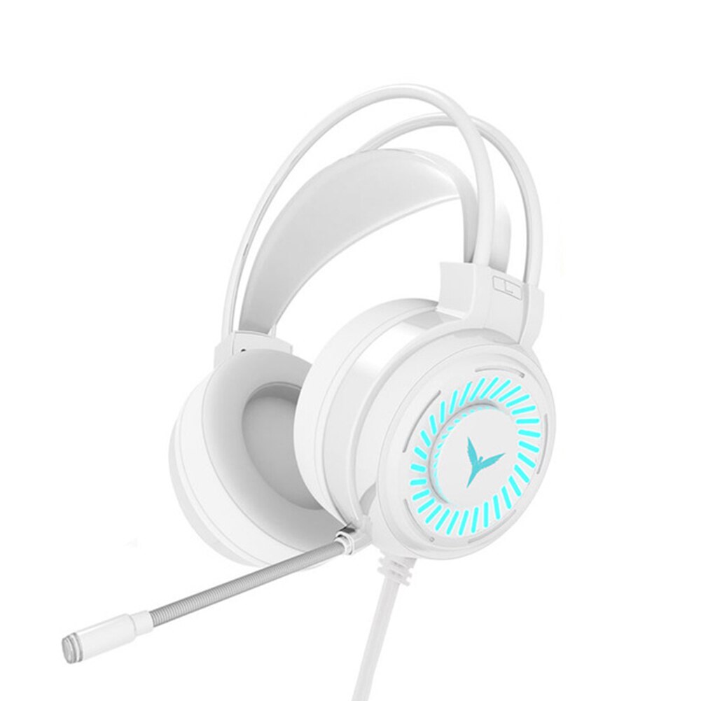 Gaming Headset USB Wired Headphones With Microphone Surround Sound Stereoe Colourful Light PC Laptop Game Headset: WH