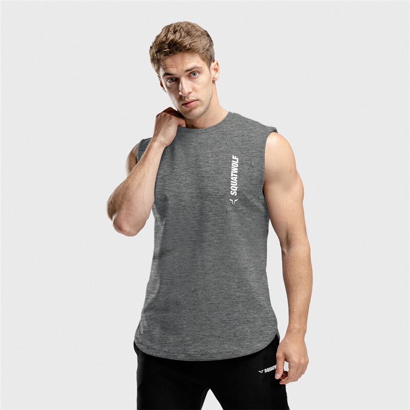 Ermeløs Vest til menn vill stil sommer bomull menn tank topper treningssentre klær underskjorte Fitness tanktops