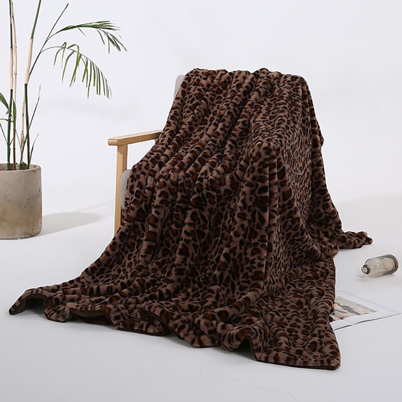léopard couverture longue Shaggy fourrure floue fausse fourrure confortable avec moelleux Sherpa adulte couvre-lit canapé jeter des couvertures