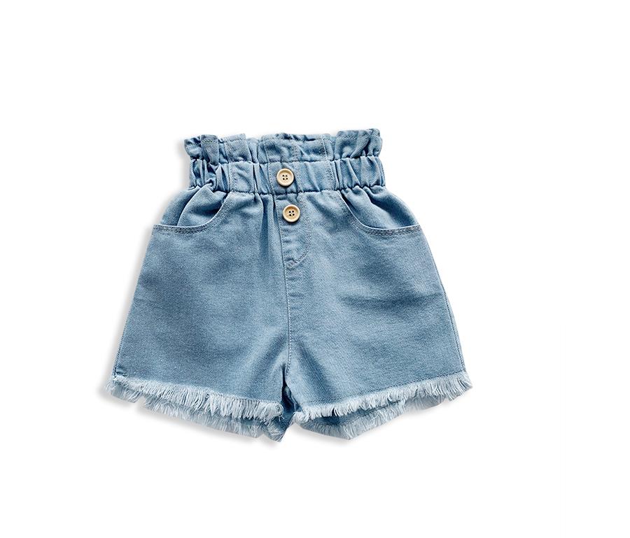 Pantaloncini di Jeans per bambini estivi per bambini pantaloni a orlo grezzo sfilacciati a vita alta per bambini con Jeans larghi per bambini tascabili