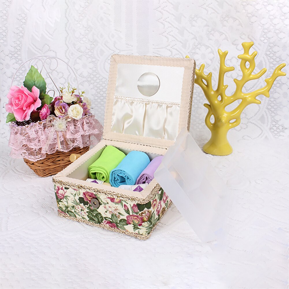 Craft Sewing Tool Needle Thread Basket Fabric Household 3 Colors Sewing Box Organizer with Sewing Accessories