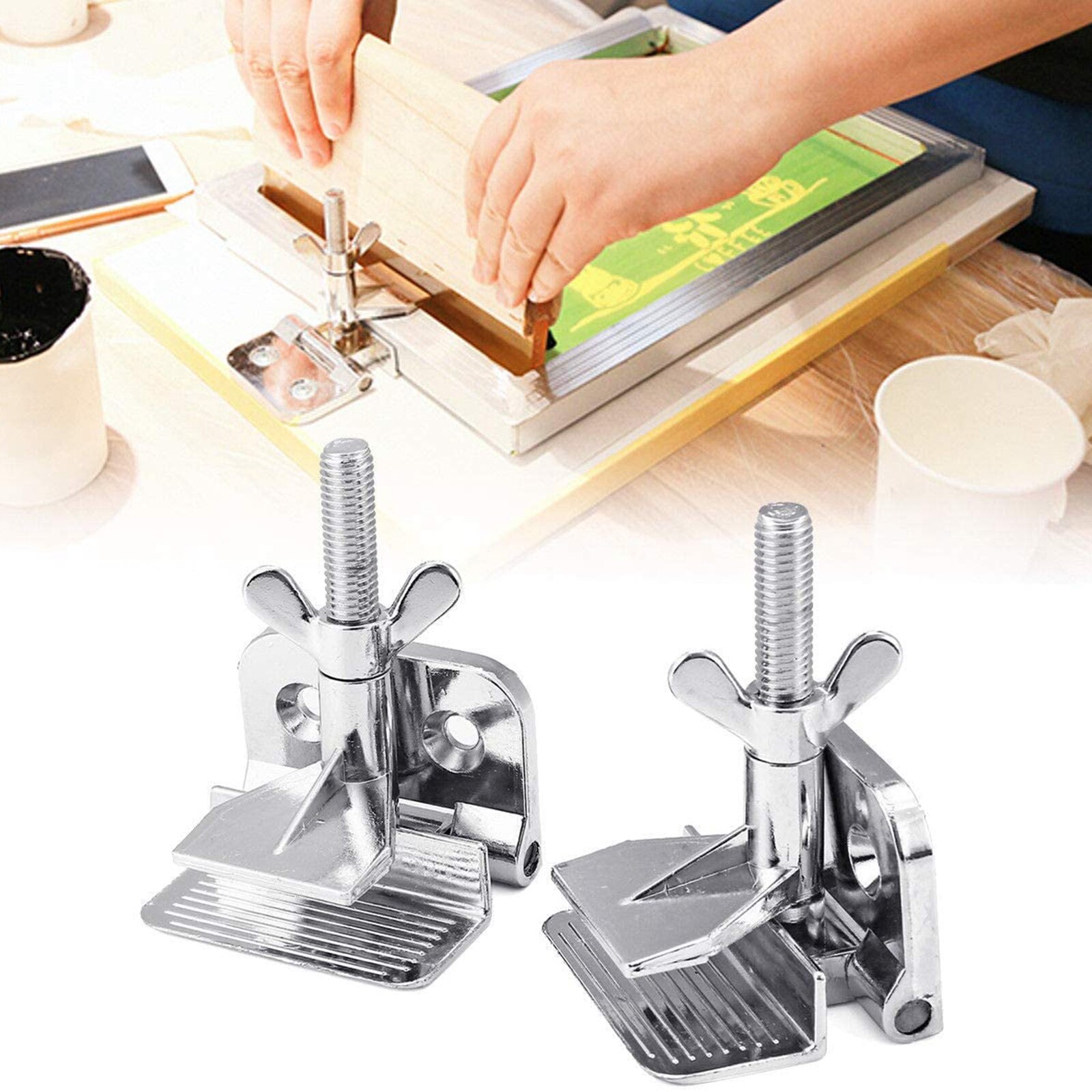 2 szt. Ramka ekranu zawias motylkowy zaciski sitodruk zacisk ze stopu cynku w/śrubin