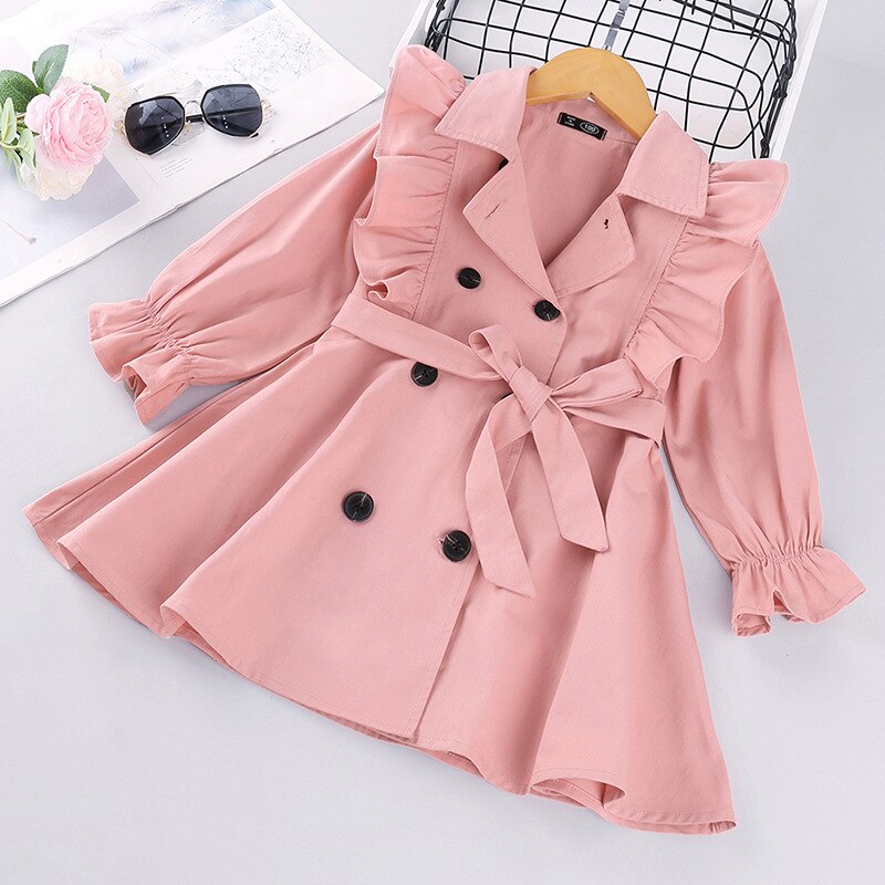 frühling Mäntel Für Mädchen freundlicher Kleidung Herbst Lange ärmeln freundlicher Weiche Einfarbig Kleidung Kleid Mädchen Overall: Rosa / 120cm