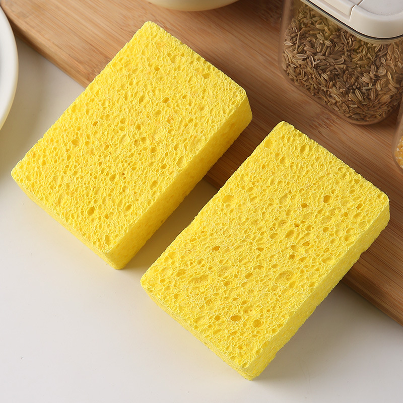 Natural Wood Pulp Dishwashing Cotton Absorbent Wood Pulp Sponge Scouring Pad Cleaning Sponge Stain Remover Dishwashing Cotton: XL / green