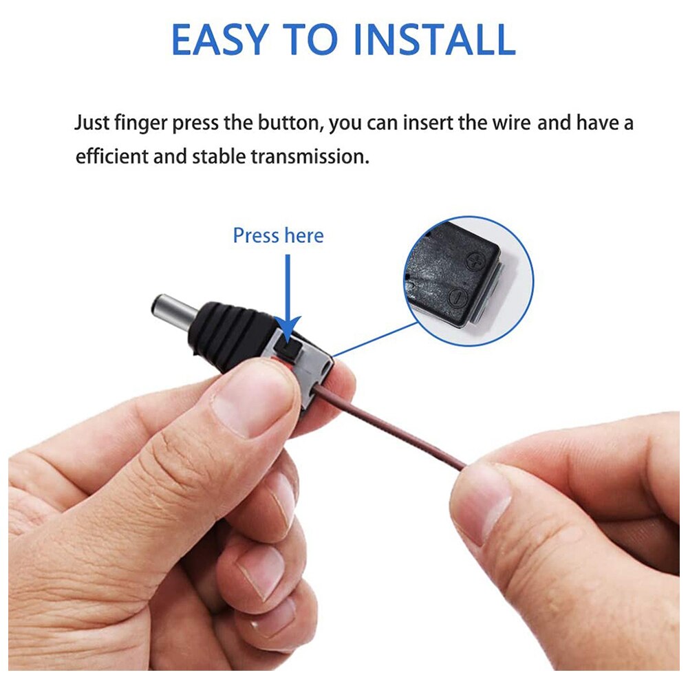 BNC Portfolio DC Male + Female Connector Plug securer cable connection Push-on DC power with switch adapter for cctv camera