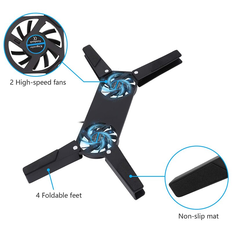 Laptop Cooling Pad,Dual Fan for Laptop Cooling,USB Folding Laptop Cooler Pad,Notebook Fan for Students & Business Man