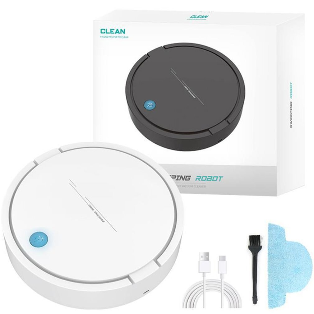 Smart Robot Vacuum Cleaner USB Rechargeable Automatic Sweeping Mopping Robotic Vacuum Cleaner Machine: white