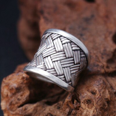925 Sterling Silver Fine Jewelry For Men Women Thailand Chiang Mai Handmade Weave Opening Ring