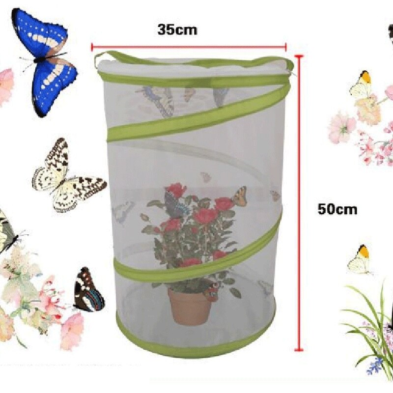 White Portable Mesh Cage Mantis Stick Small Insect Butterfly Plant Cage Breeding Housing Enclosure Net Insect Boxes