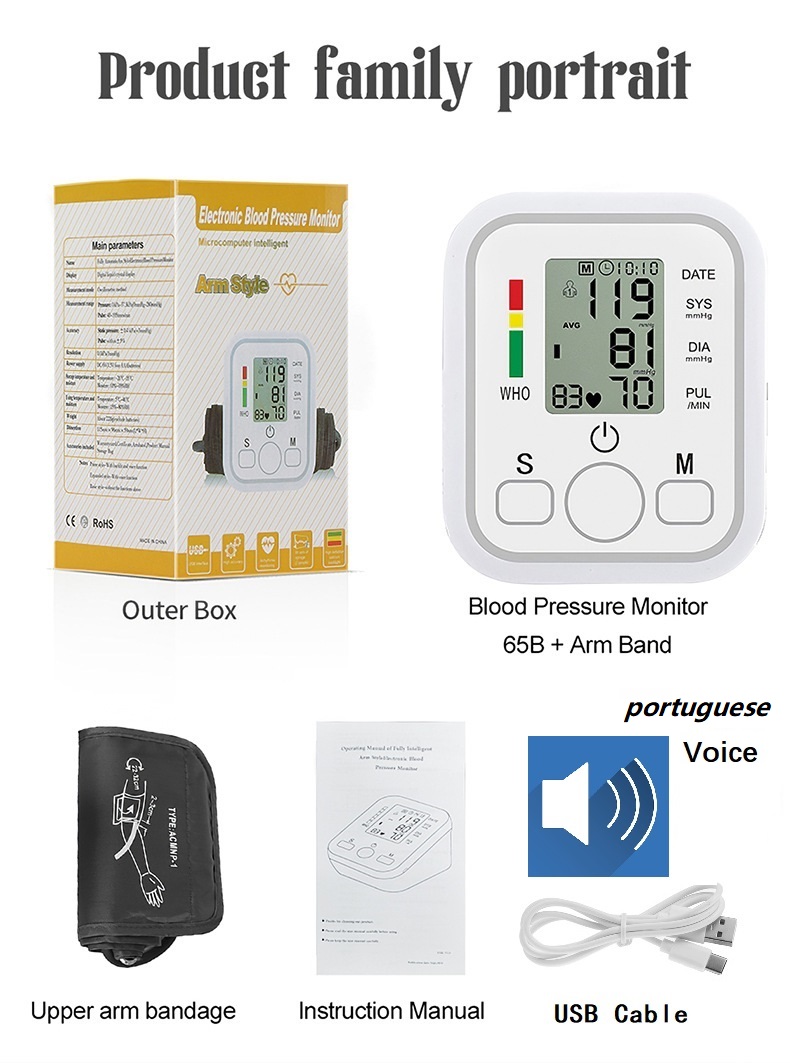 Tonômetro automático medidor de pressão arterial bp esfigmomanômetro médico lcd infravermelho testa termômetro monitor de pressão arterial: Cubo 64g 2