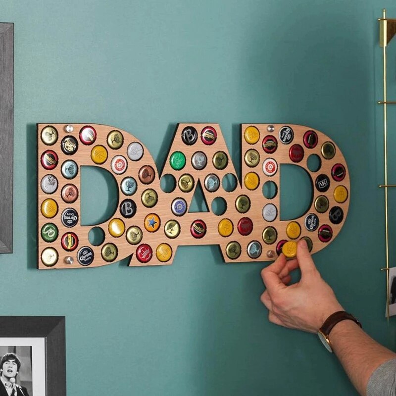 DAD Wine Bottle Cap Display Map Beer Collection Holder Unique Fathers Day Beer Bottle Cap Collection