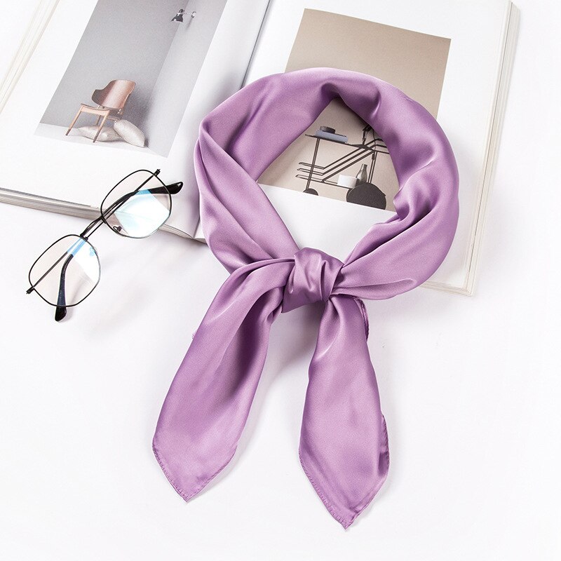 Hoofddoek Zijde Satijn Hijab Sjaal Voor Vrouwen Effen Kleur Zakdoek Haar Sjaals Vierkante Sjaals En Wraps Hoofd Sjaals Dame: 14