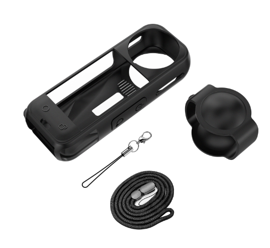 Siliconen Case Lens Beschermhoes Riem Sleutelhanger voor Insta 360X5 Shell Len Cap Anti-Kras Film voor Insta360 X5 Accessoires: zwarte kleur