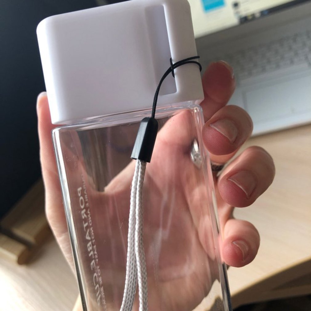 Plastic Water Cup Portable Transparent Portable Plastic Cup Personality Square Cup 480ml Practical