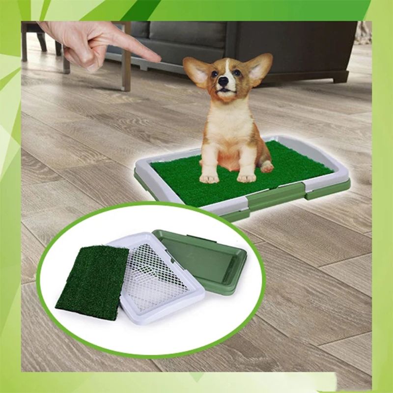 Orinal de entrenamiento portátil para cachorros de perro, bandeja con alfombrilla para mascotas, arena para gatos, para interiores, fácil de limpiar