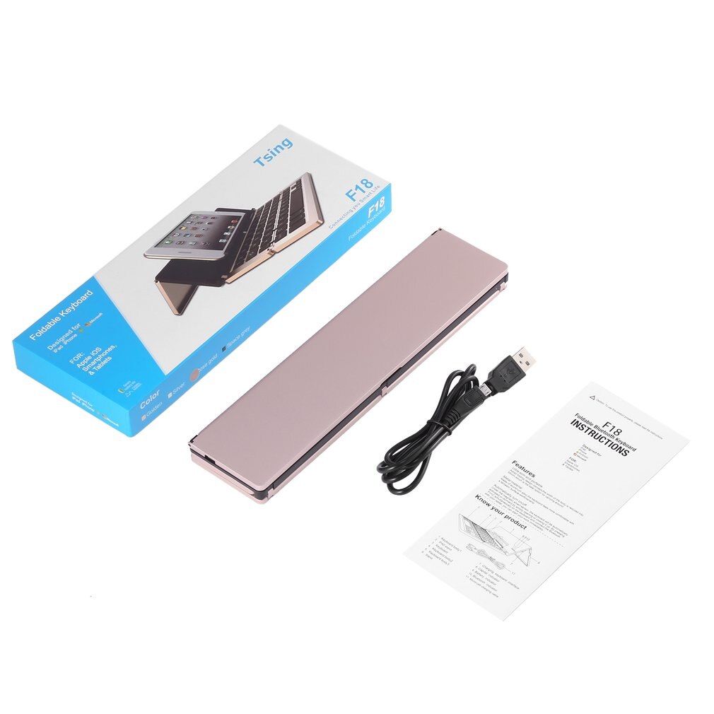 F18 Portable Metal Moonlight Box Keyboard Multi-Device Keyboard For Computers For Android For iOS Tablets: Rose gold IL