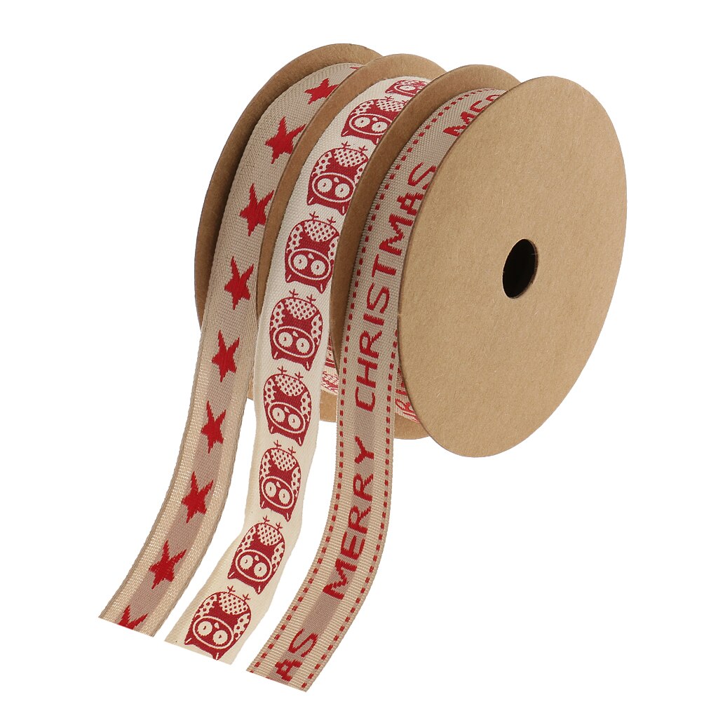 9 Meters Cotton Ribbons Fabric Trim for Xmas Christmas Wrapping for Sewing Crafts Decoration