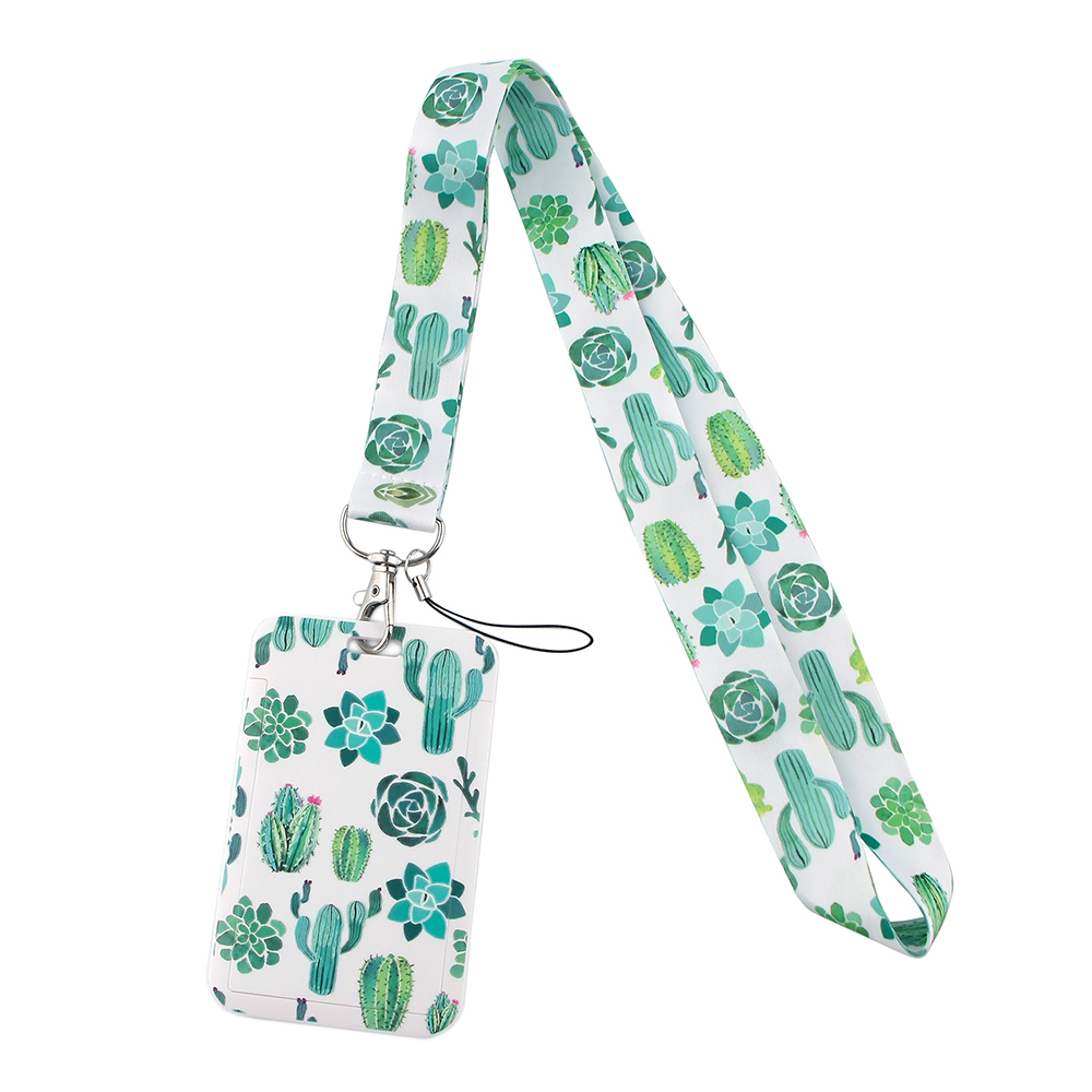CB356 Plant Cactus Lanyard ID Badge Holder Car KeyChain ID Card Passport Gym Phone Badge Kids Key Ring Holder Jewelry