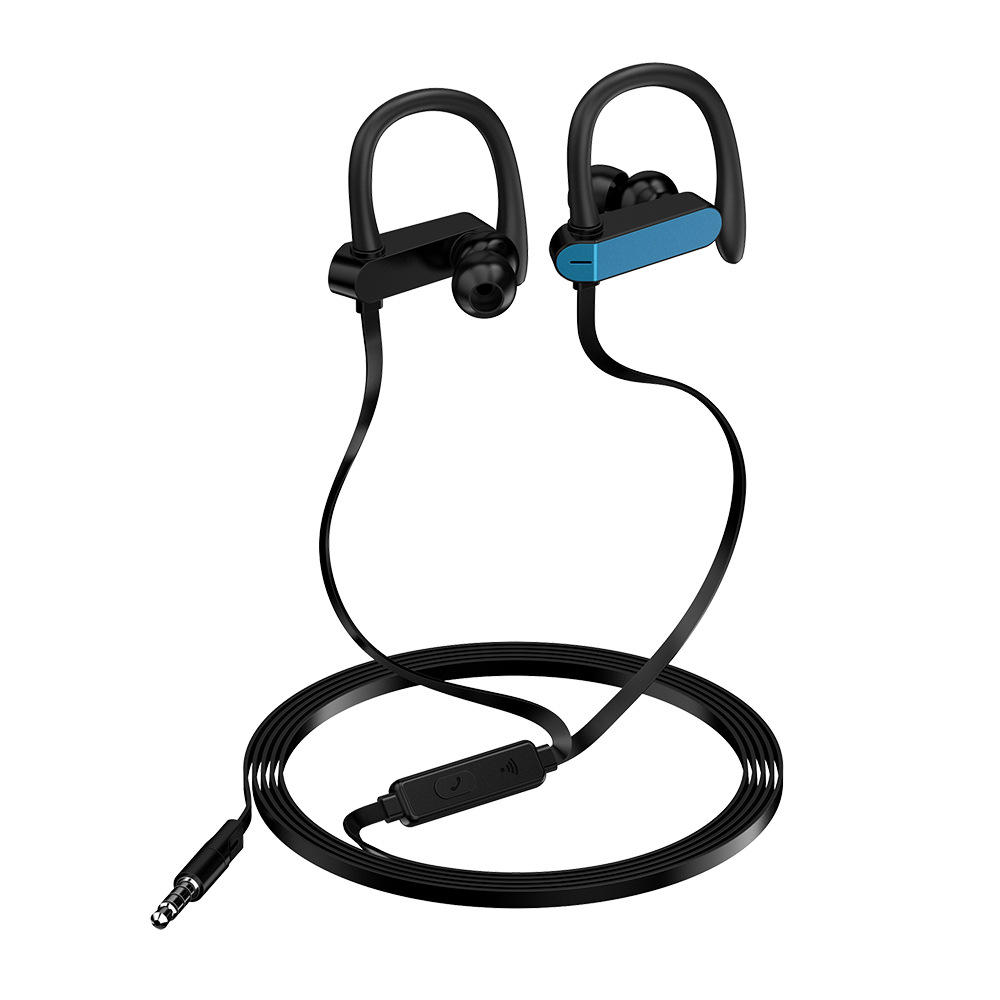 Anti Sport Oortelefoon Hoofdtelefoon Super Bass Running Muziek Headset On-Ear Universal Wired Hoofdtelefoon: Black Blue