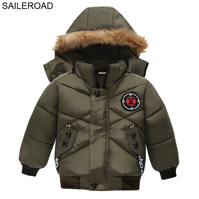 SAILEROAD Children Cotton-padded Jacket Winter Boys Sports Jacket for Warm Parka Coat Kids Clothes Child Winter Coats: 2014 army green / 24M