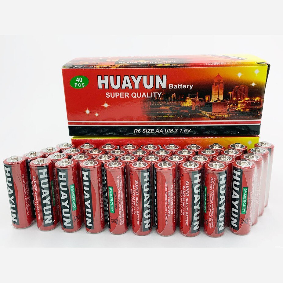 Pack 40 Pilas LR03 AAA HUAYUN 10 paquetes de 4 baterias NO ALKALINAS baratas