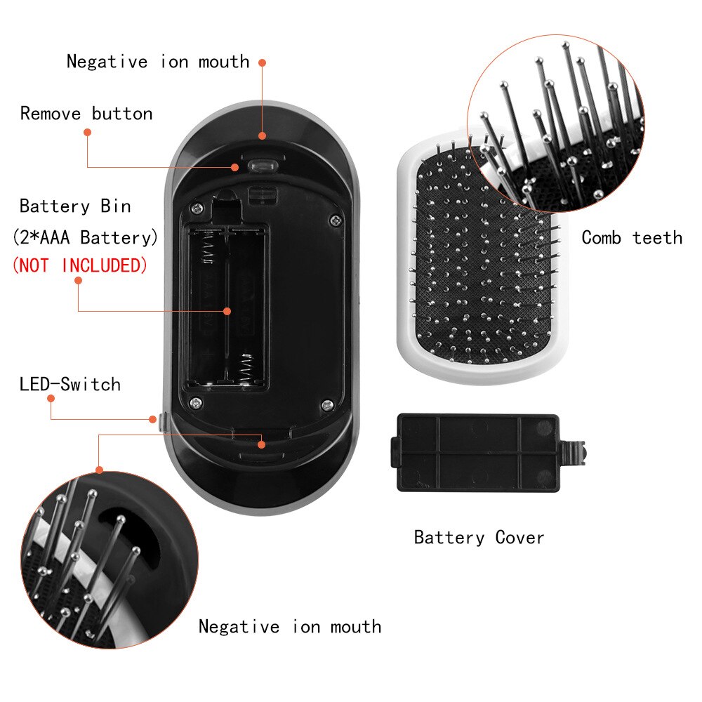 Ionic Hair Brush Portable Electric Hairbrush Anti Static Magic Negative Ion Hair Massage Comb No More Frizz Scalp Massager