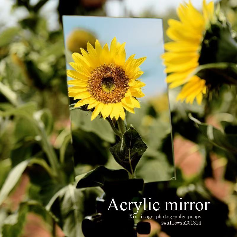 Outdoor mirror for taking photos, outdoor round mirror, frameless hand-held selfie mirror, makeup lens