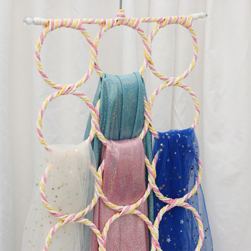 1PC Portable Multi Purpose Rattan Circle Circle Shape Scarf Hanger Tie Clothes Rack Storage Racks Space Saving Closet Organizer
