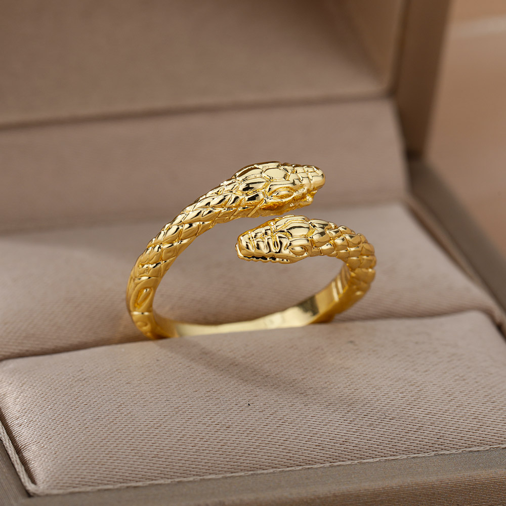 Anillos de serpiente de circón para mujeres y hombres, anillo ajustable abierto de acero inoxidable de Color dorado, joyería estética gótica Vintage, anillos para mujer: Amarillo limón