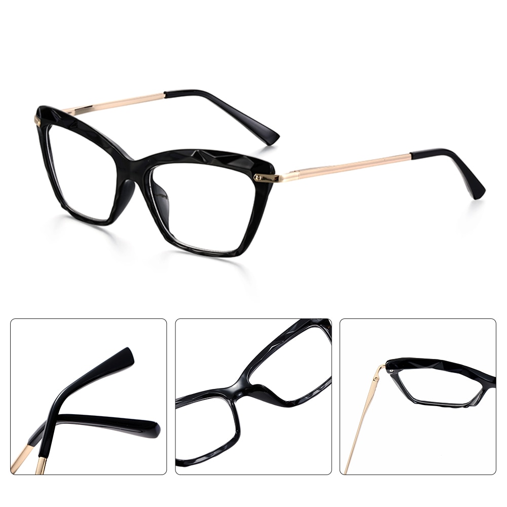 Gafas de cristal facetadas para mujer, montura de gafas de Ojos de gato, se puede equipar con miopía, montura Vintage para hombre, 1 unidad