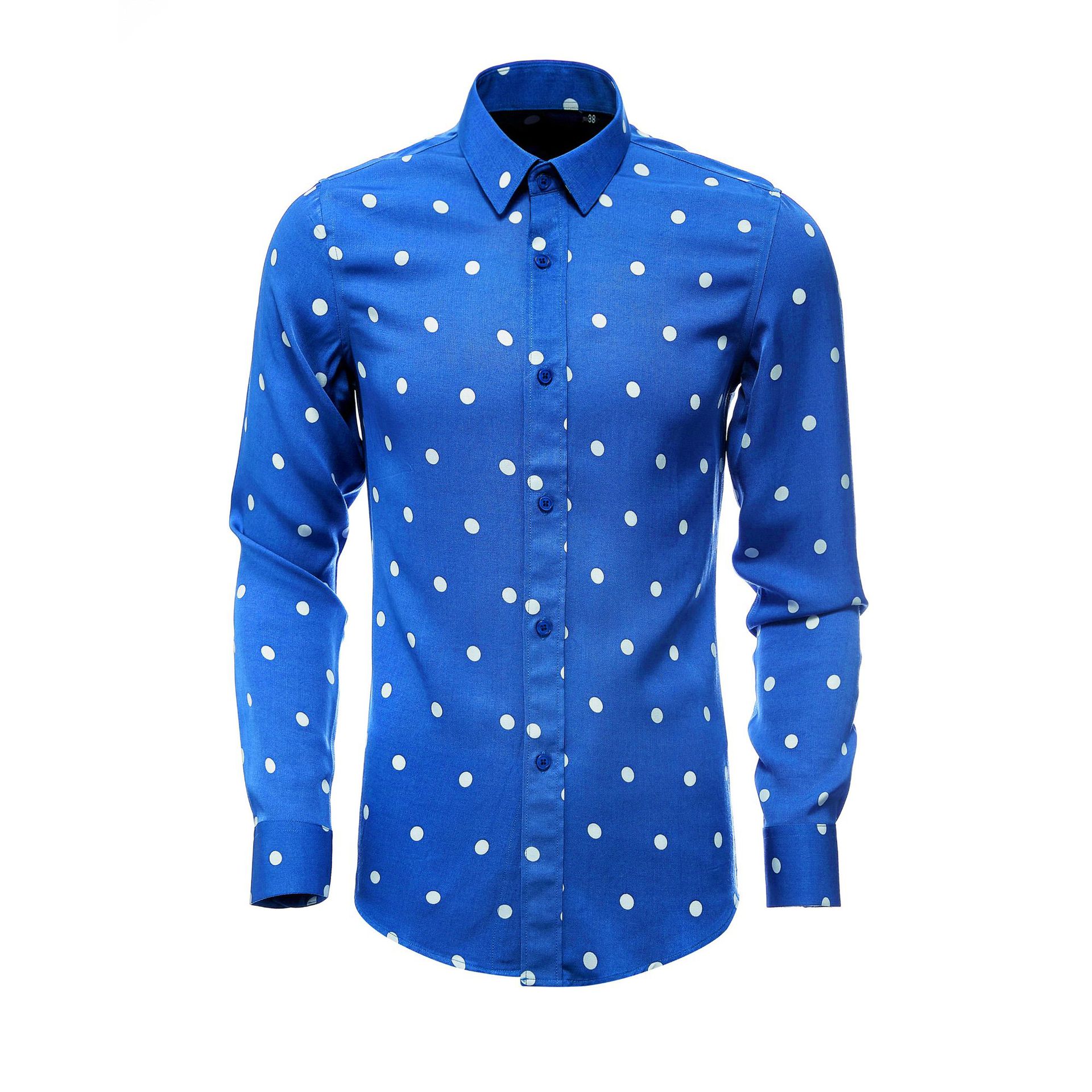 Lyocell-camisas de vestir de manga larga para hombre, camisas ajustadas con estampado de lunares para , talla grande 4xl