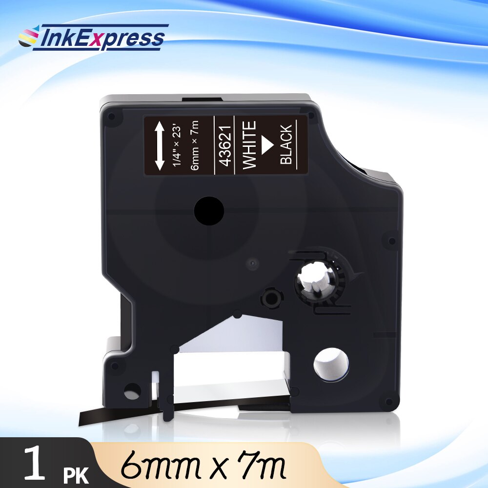 InkExpress Tape For DYMO 43613 43617 43618 43610 43614 43615 43616 Label Tape 6mm Printer Ribbon For DYMO LM 160 280 Label Maker: White on Black